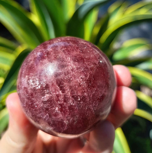 Strawberry Quartz Crystal Sphere - Picture 2 of 4